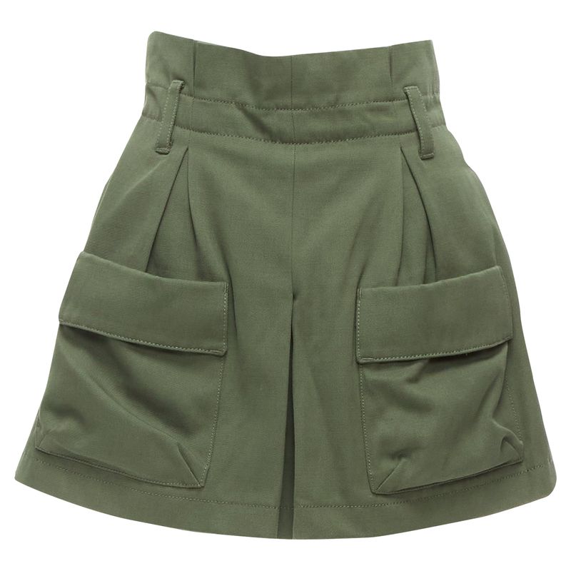 Valentino Garavani Khaki Cotton Virgin Wool High Waisted Cargp Shorts
